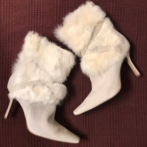 Ivory suede ankle boots